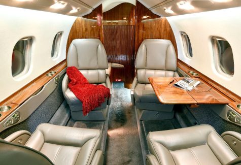 Learjet 60-259 Cabin Seating Looking Aft