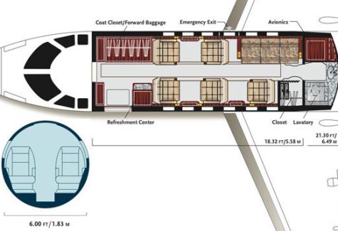 Hawker 800xp interior layout diagram